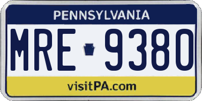 PA license plate MRE9380