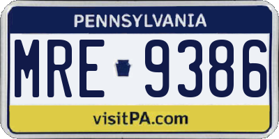 PA license plate MRE9386