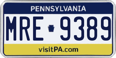 PA license plate MRE9389