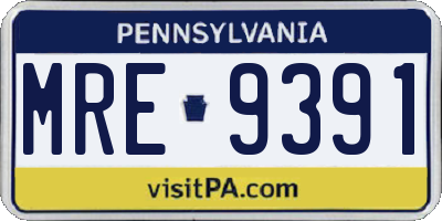 PA license plate MRE9391