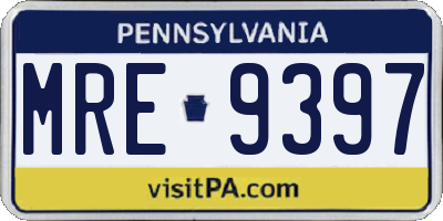PA license plate MRE9397