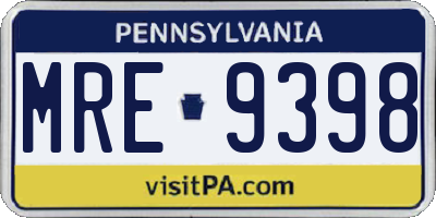 PA license plate MRE9398