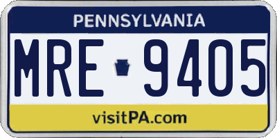 PA license plate MRE9405