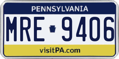PA license plate MRE9406