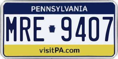 PA license plate MRE9407