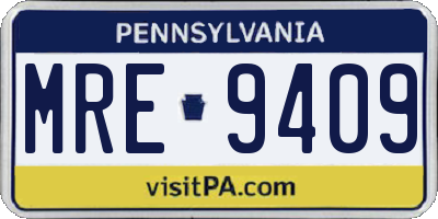 PA license plate MRE9409