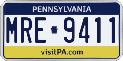 PA license plate MRE9411