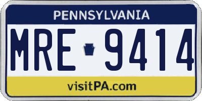 PA license plate MRE9414