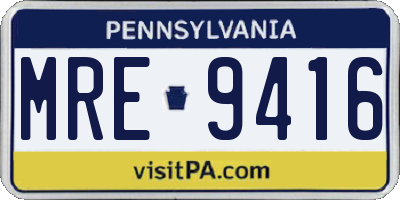PA license plate MRE9416