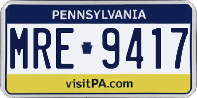 PA license plate MRE9417