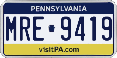 PA license plate MRE9419