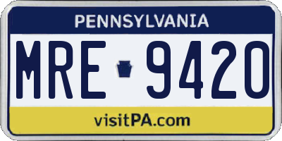 PA license plate MRE9420