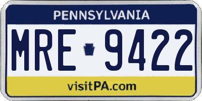 PA license plate MRE9422