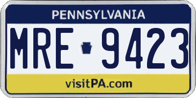 PA license plate MRE9423