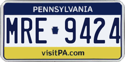 PA license plate MRE9424
