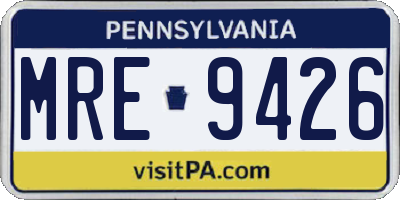 PA license plate MRE9426
