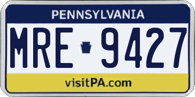 PA license plate MRE9427