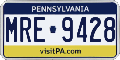 PA license plate MRE9428