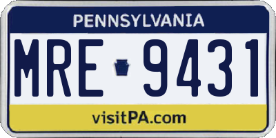 PA license plate MRE9431