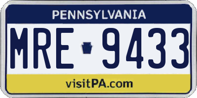 PA license plate MRE9433