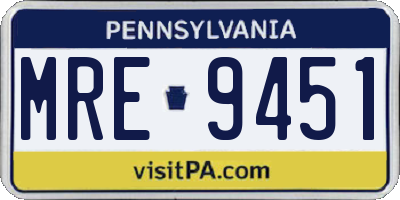 PA license plate MRE9451
