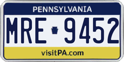 PA license plate MRE9452
