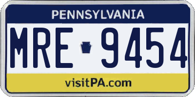 PA license plate MRE9454