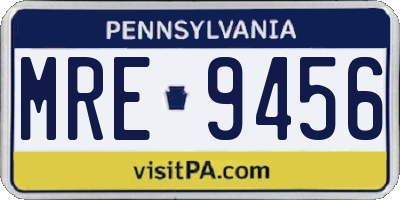 PA license plate MRE9456