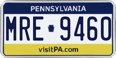PA license plate MRE9460
