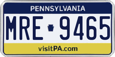 PA license plate MRE9465