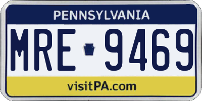 PA license plate MRE9469