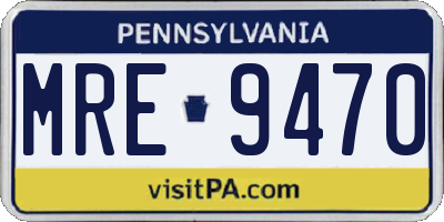 PA license plate MRE9470