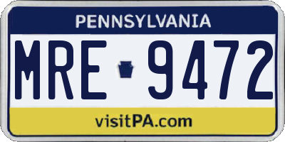 PA license plate MRE9472