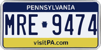 PA license plate MRE9474