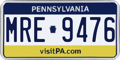 PA license plate MRE9476