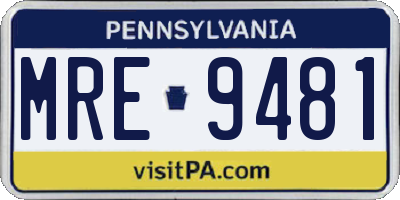 PA license plate MRE9481