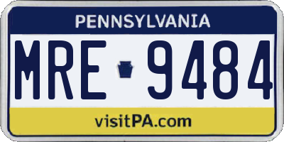 PA license plate MRE9484