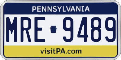 PA license plate MRE9489