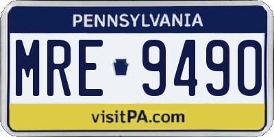 PA license plate MRE9490