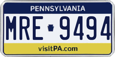 PA license plate MRE9494