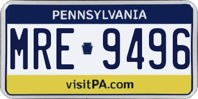 PA license plate MRE9496