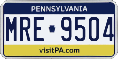 PA license plate MRE9504