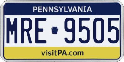 PA license plate MRE9505
