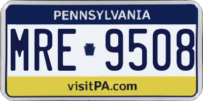 PA license plate MRE9508