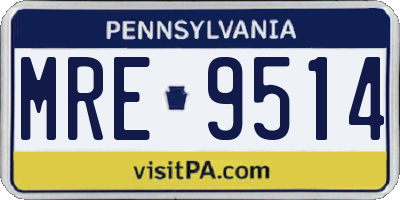 PA license plate MRE9514