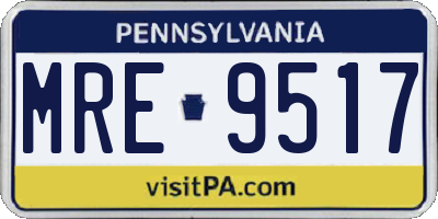 PA license plate MRE9517