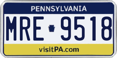 PA license plate MRE9518