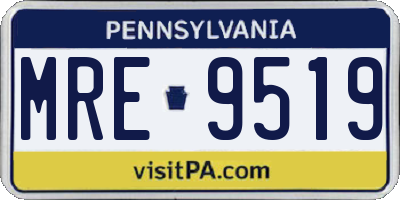 PA license plate MRE9519