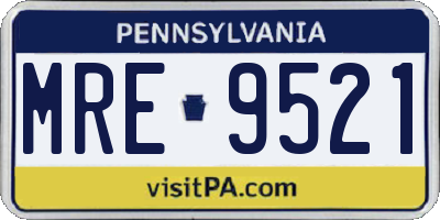 PA license plate MRE9521