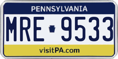 PA license plate MRE9533